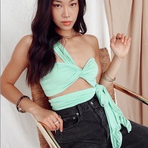 12th Tribe Paloma mint wrap top